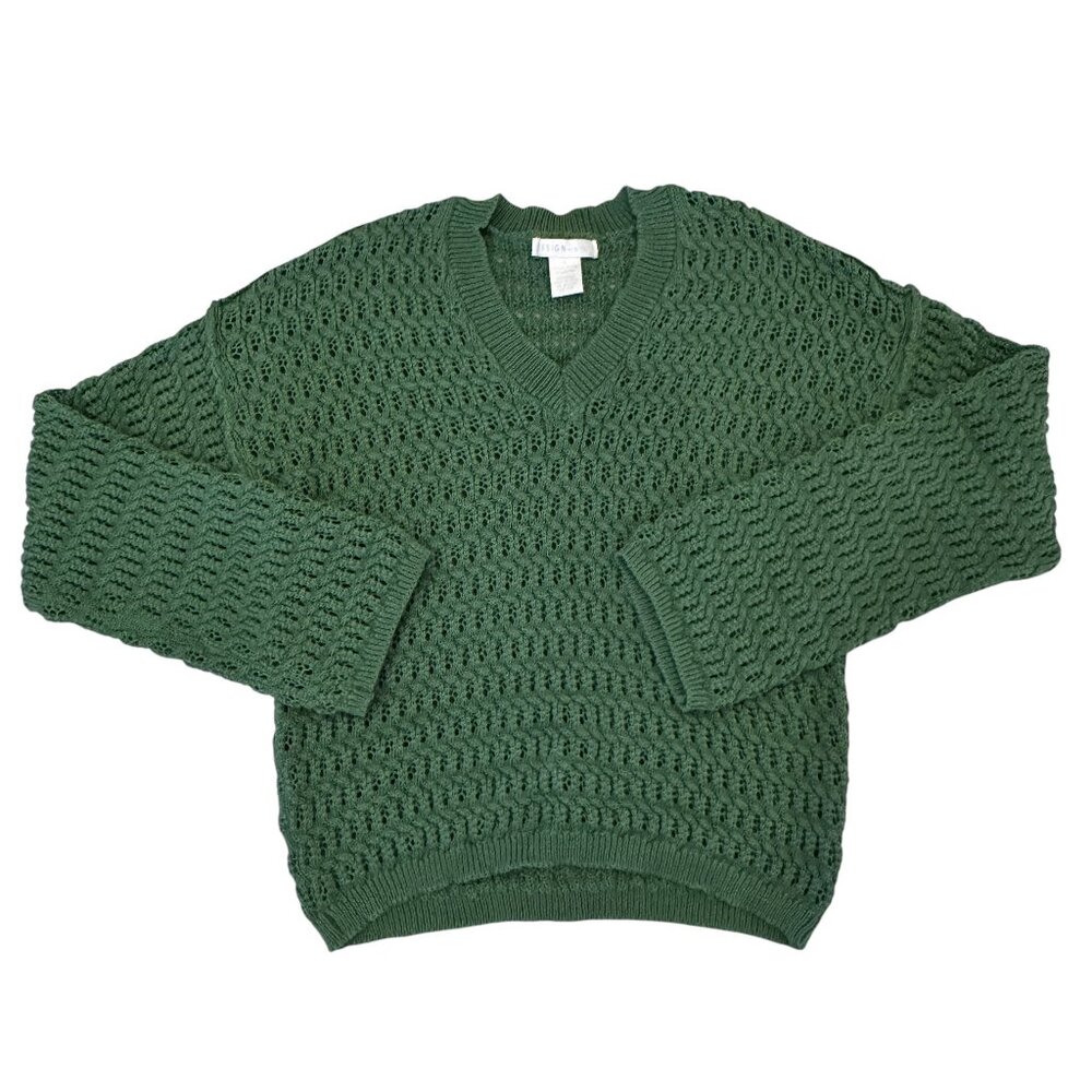 Design History Green V-Neck Sweater
